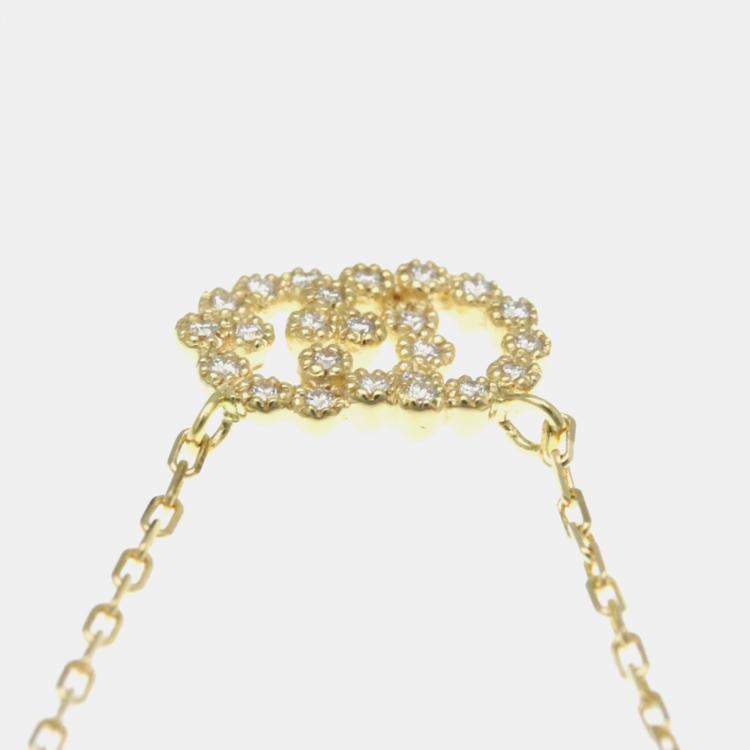 Pre Owned Gucci GG Logo Diamond 18K Yellow Gold Diamond Necklace