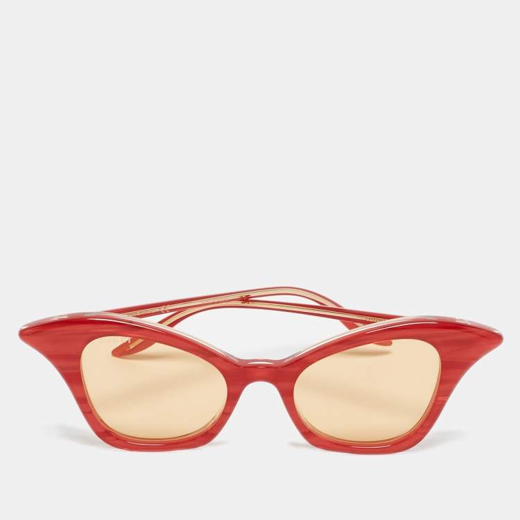 Pre Owned Gucci Red/Brown GG0707S Cat Eye Sunglasses