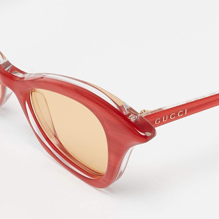 Pre Owned Gucci Red/Brown GG0707S Cat Eye Sunglasses