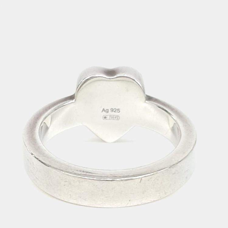 Pre Owned Gucci Heart Silver Ring