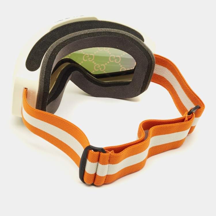 Pre Owned Gucci Orange/Iridescent GG1210S Ski Goggles