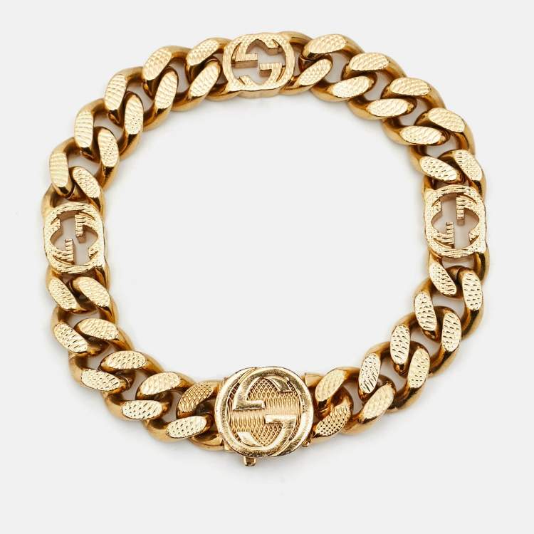 مملوكة مسبقًا Gucci  GG Gold Tone Chain Bracelet L