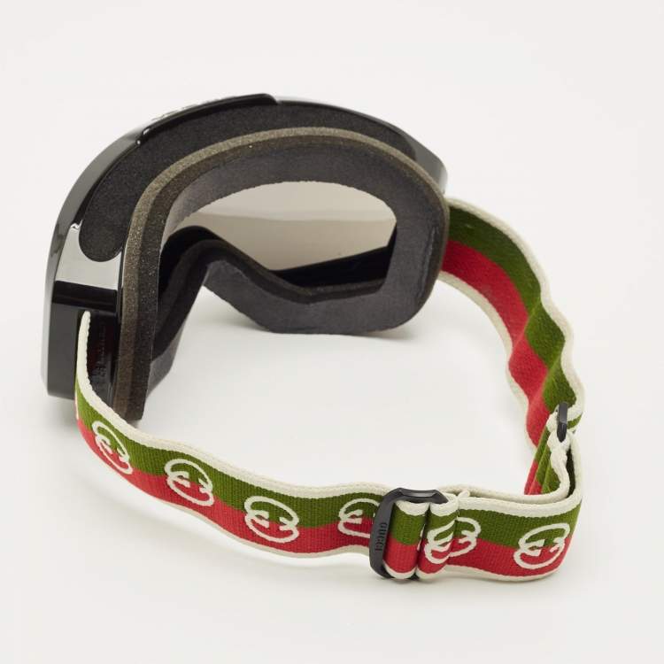 مملوكة مسبقًا Gucci Black Mirrored Web Ski Goggles