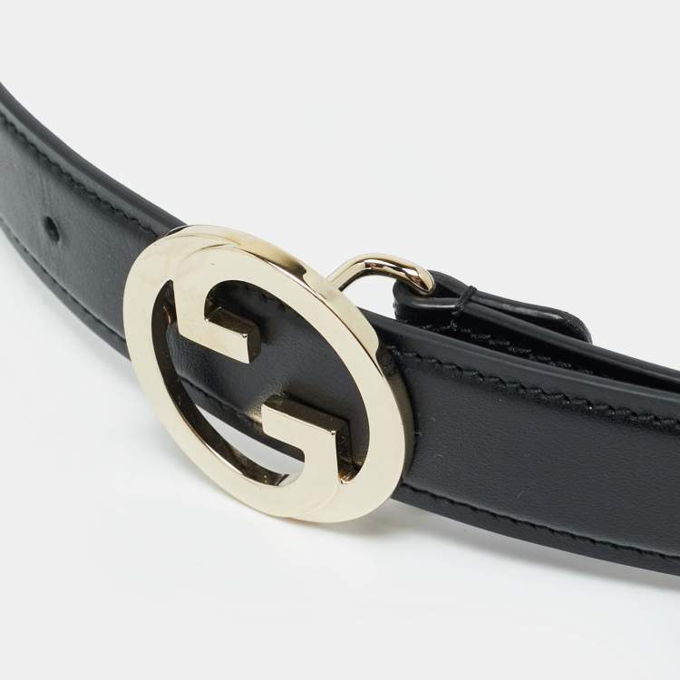 Pre Owned Gucci Blondie 75CM Belt Black Leather
