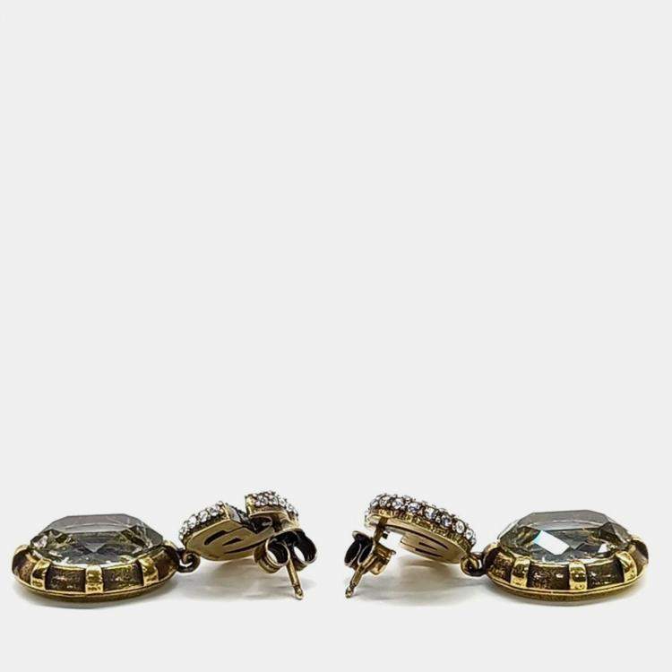 Pre Owned Gucci Crystal Double G Earrings