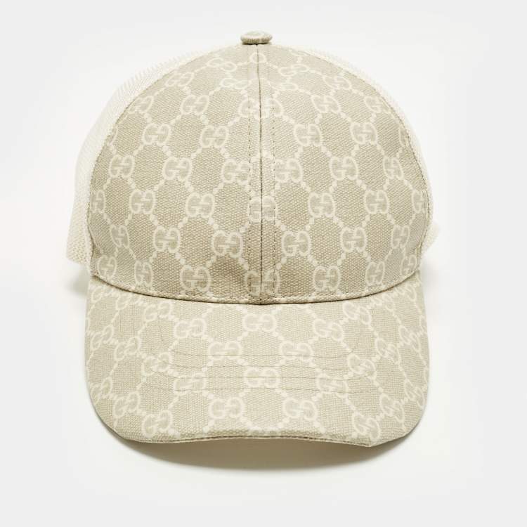 مملوكة مسبقًا Gucci Beige GG Coated Canvas and Mesh Baseball Cap M