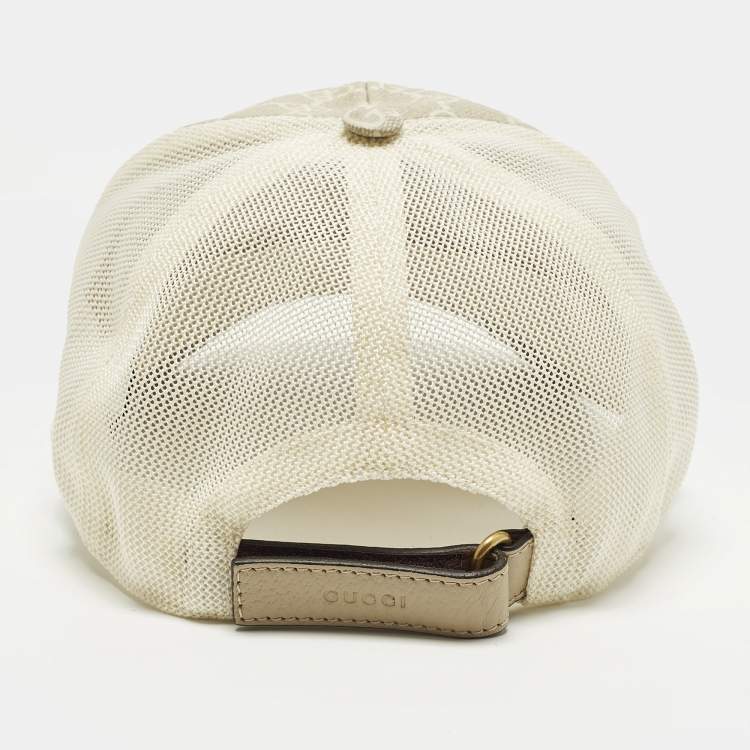 مملوكة مسبقًا Gucci Beige GG Coated Canvas and Mesh Baseball Cap M
