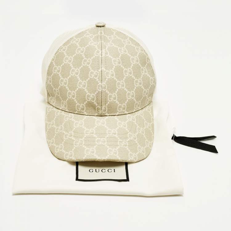 مملوكة مسبقًا Gucci Beige GG Coated Canvas and Mesh Baseball Cap M
