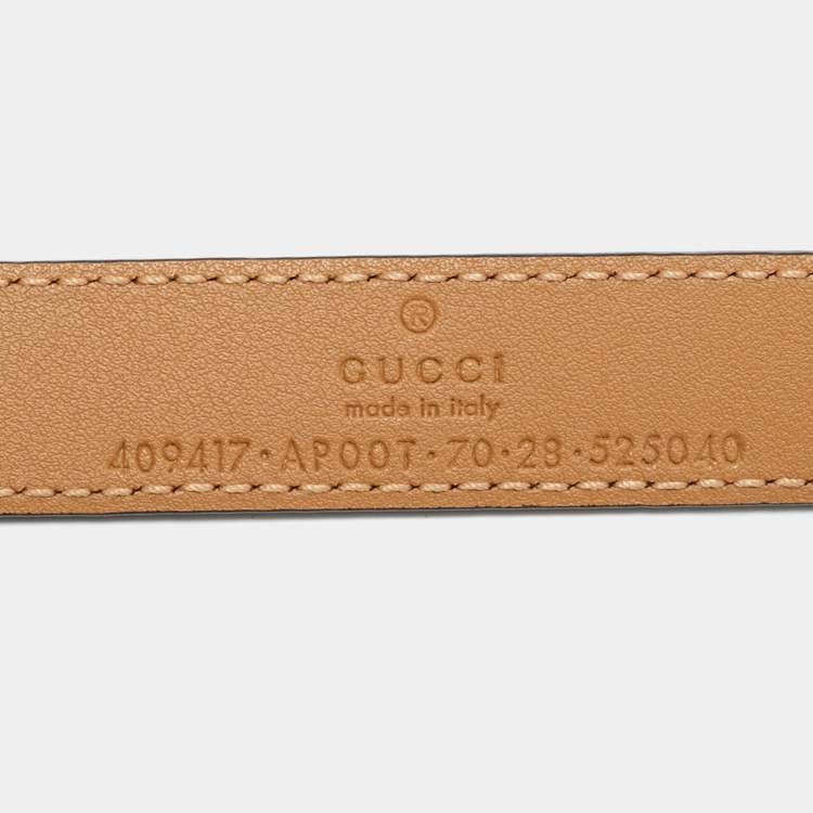 Pre Owned Gucci GG Marmont Slim Buckle Belt Beige Leather
