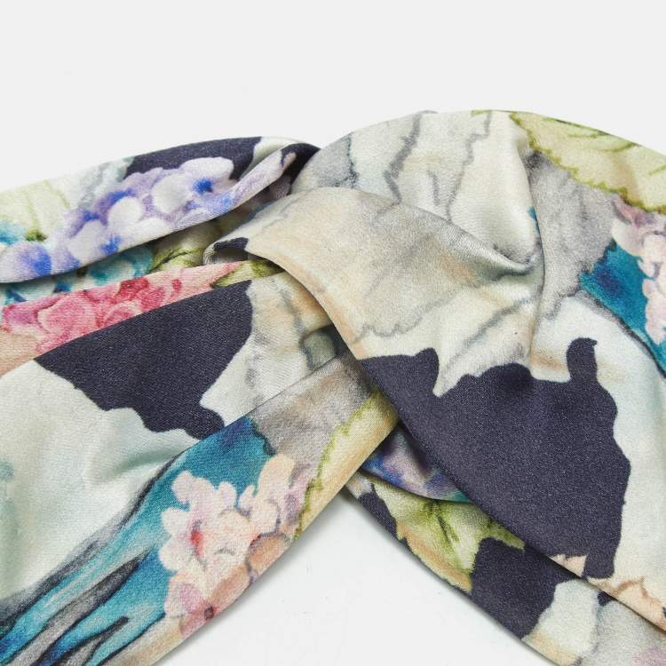 Pre Owned Gucci Multicolor Gucci Blooms Print Silk Headband 