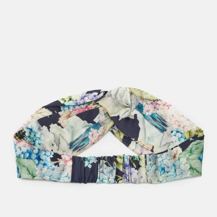 Pre Owned Gucci Multicolor Gucci Blooms Print Silk Headband 