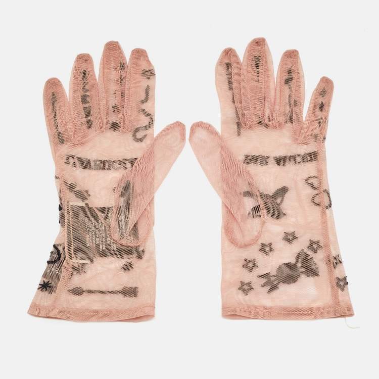 Pre Owned Gucci Nude Par Amour Sheer Tulle Gloves M