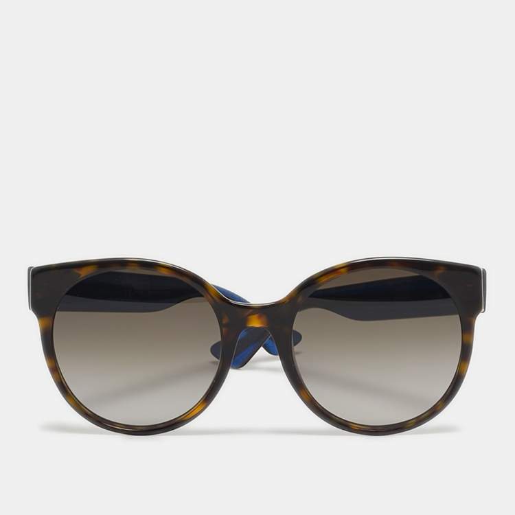 Pre Owned Gucci Black/Blue Gradient GG0035S Round Sunglasses