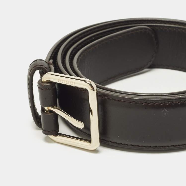 Pre Owned Gucci 95CM Buckle Belt Brown Leather