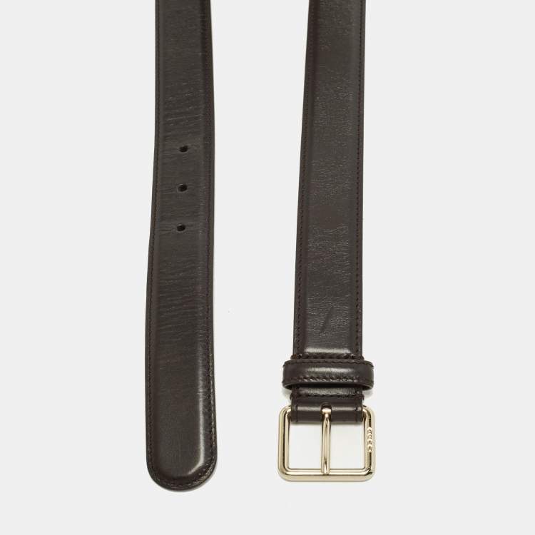 Pre Owned Gucci 95CM Buckle Belt Brown Leather