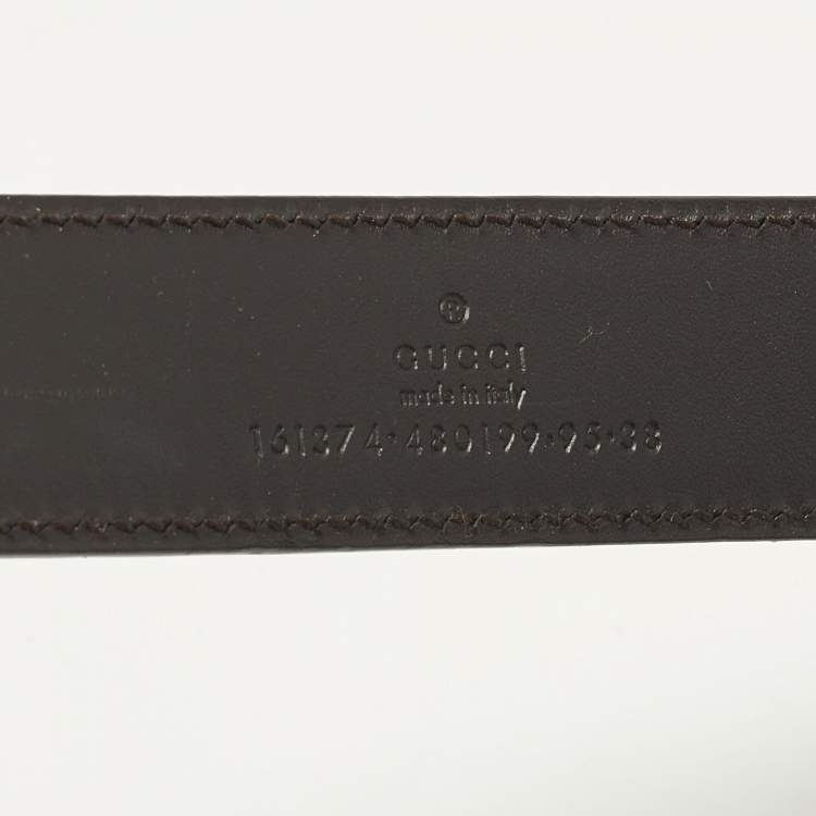 Pre Owned Gucci 95CM Buckle Belt Brown Leather