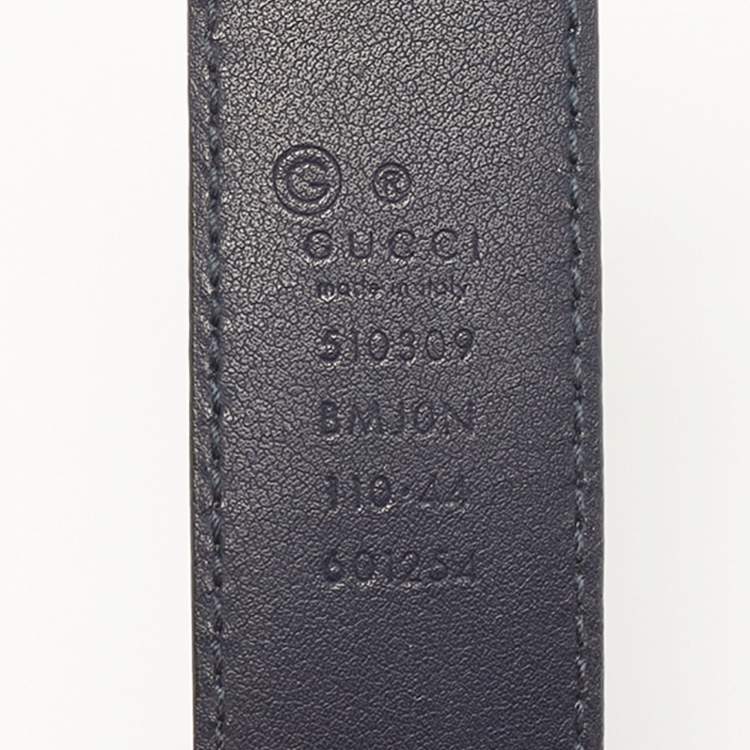 Pre Owned Gucci 110CM Buckle Belt Dark Blue Microguccissima Leather