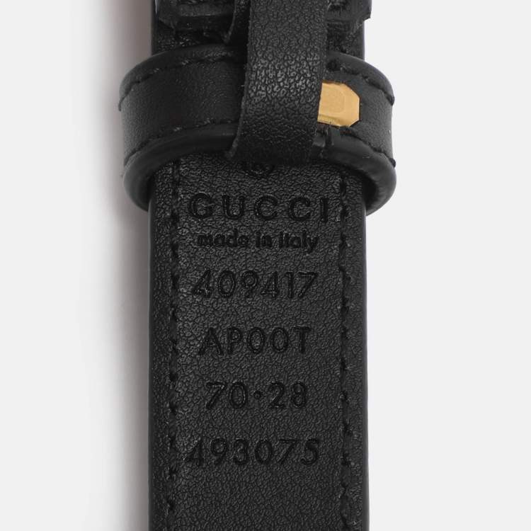 Pre Owned Gucci Black Leather GG Marmont Belt 70CM