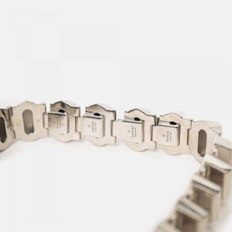 Pre Owned Gucci Silver Tone Spike Choker Necklace