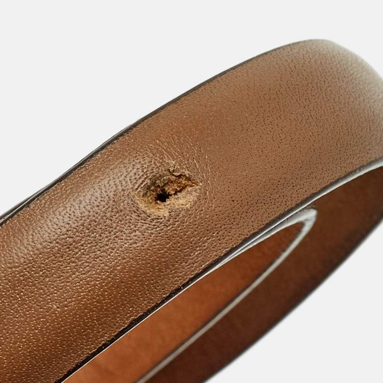 مملوكة مسبقًا Gucci Horsebit 95 CM Slim Buckle Belt Brown Leather