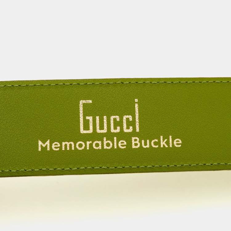 مملوكة مسبقًا Gucci Double G Snake Green Fabric Buckle Belt 85CM