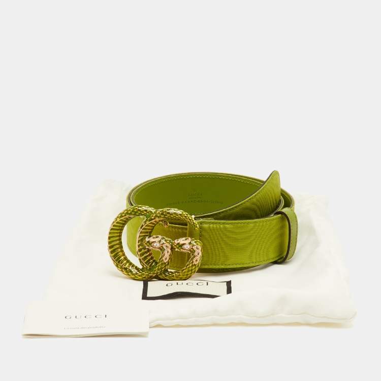 مملوكة مسبقًا Gucci Double G Snake Green Fabric Buckle Belt 85CM