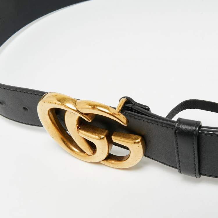 Pre Owned Gucci GG Marmont 90 CM Buckle Belt Black Leather