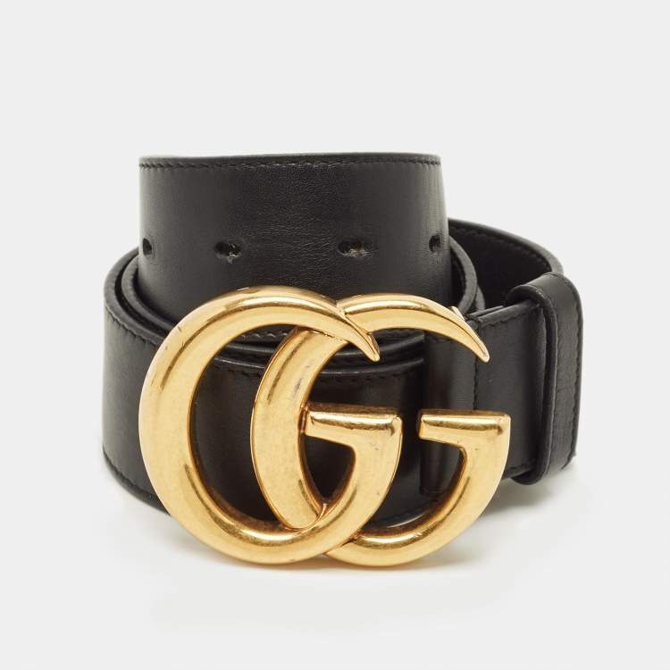 مملوكة مسبقًا Gucci GG Marmont 75 CM Buckle Belt Black Leather