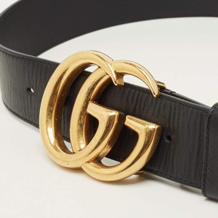مملوكة مسبقًا Gucci GG Marmont 75 CM Buckle Belt Black Leather