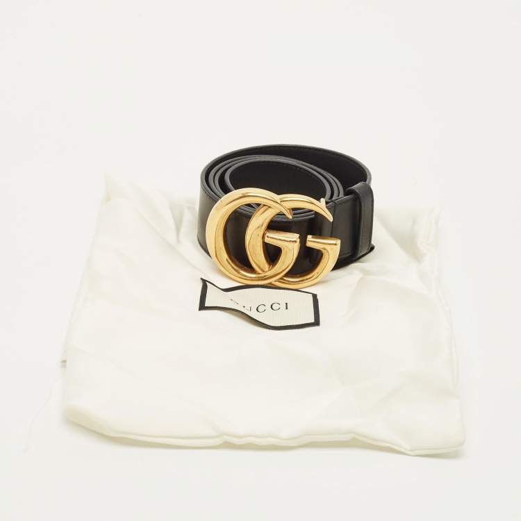 مملوكة مسبقًا Gucci GG Marmont 75 CM Buckle Belt Black Leather