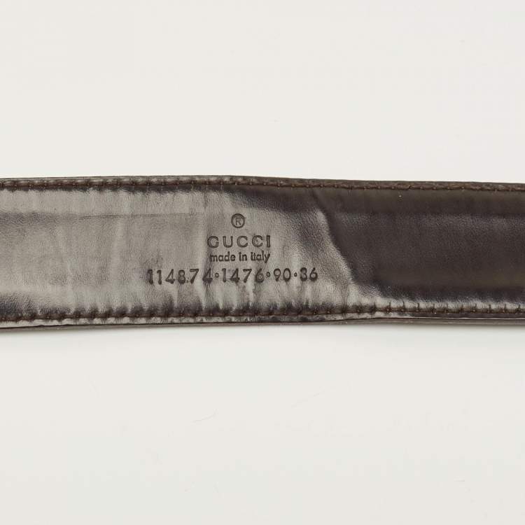 Pre Owned Gucci Interlocking G 90 CM Buckle Belt Beige/Brown GG Canvas and Leather