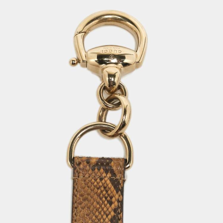 Pre Owned Gucci Horsebit Tassel 70 CM Waist Belt Brown Python