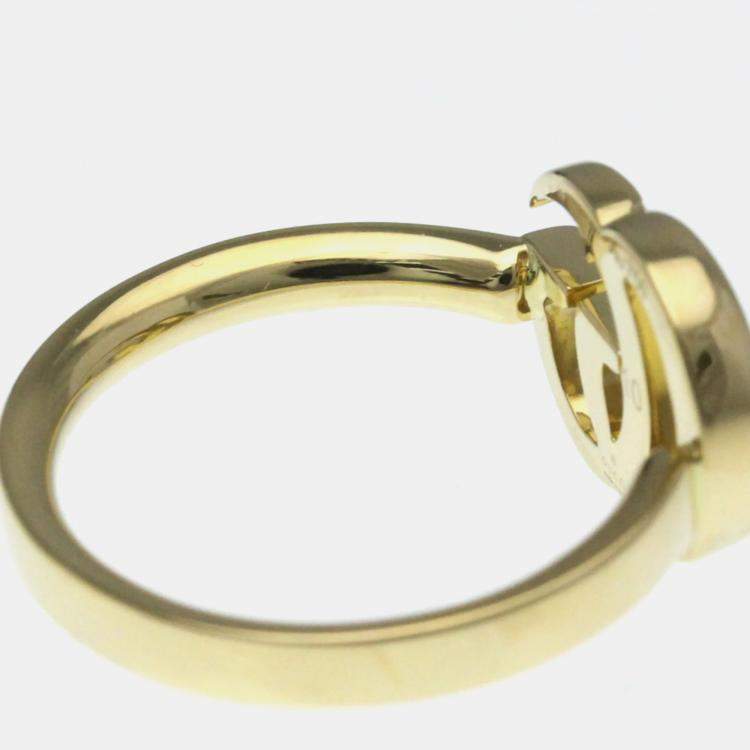 Pre Owned Gucci Double G 18K Yellow Gold Fashion Band Ring Gold