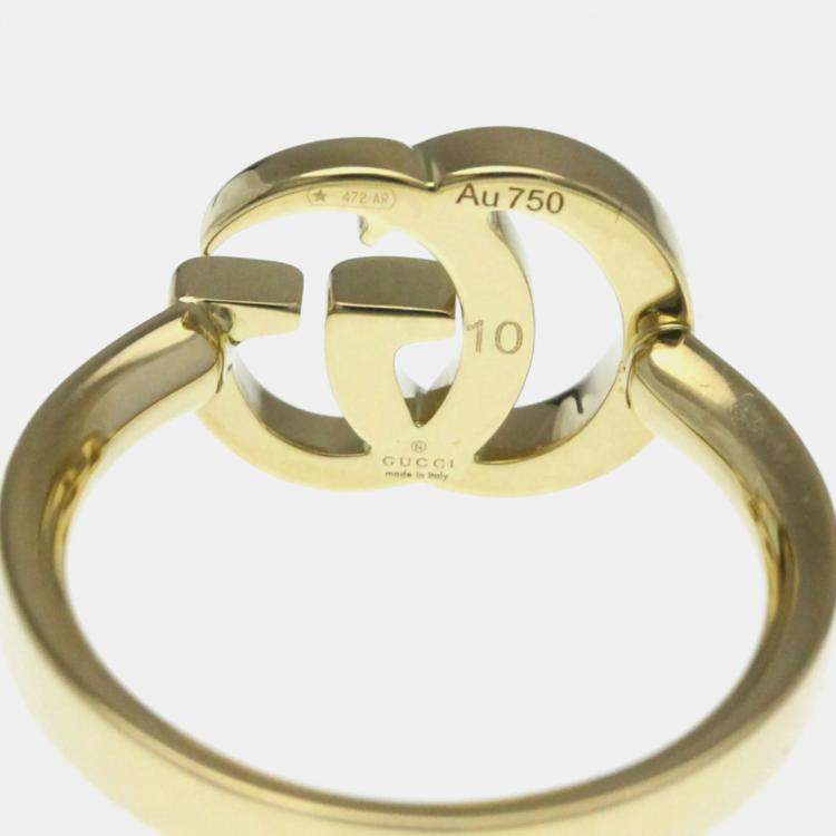 Pre Owned Gucci Double G 18K Yellow Gold Fashion Band Ring Gold