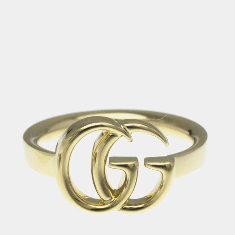Pre Owned Gucci Double G 18K Yellow Gold Fashion Band Ring Gold