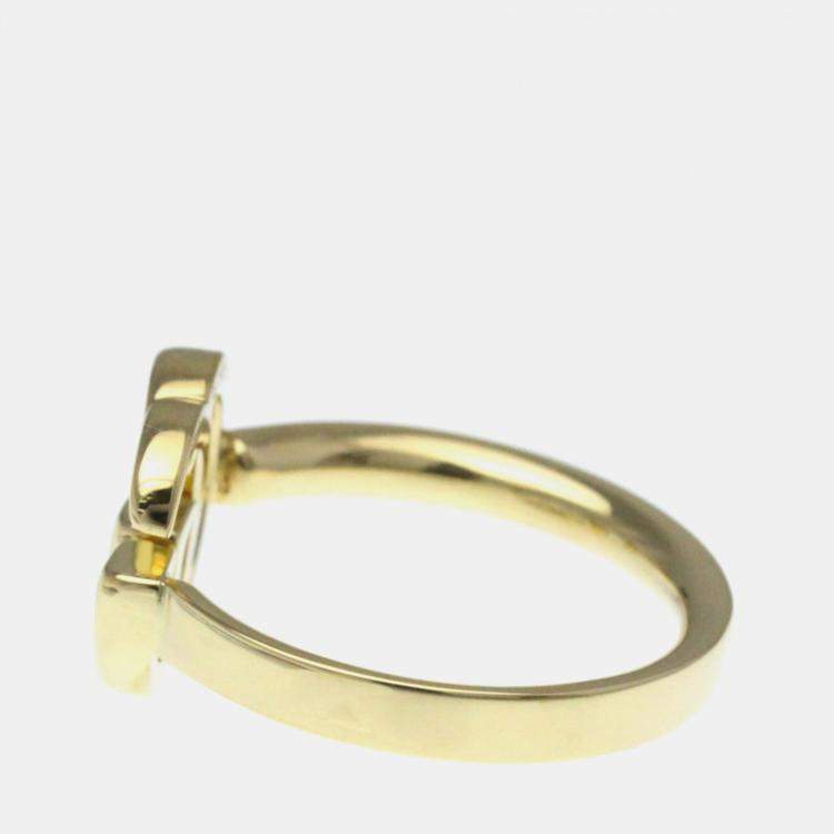 Pre Owned Gucci Double G 18K Yellow Gold Fashion Band Ring Gold