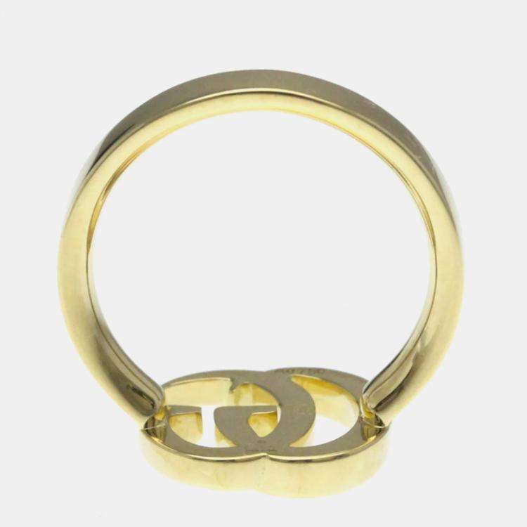 Pre Owned Gucci Double G 18K Yellow Gold Fashion Band Ring Gold