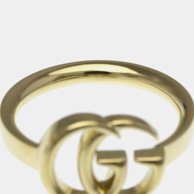 Pre Owned Gucci Double G 18K Yellow Gold Fashion Band Ring Gold