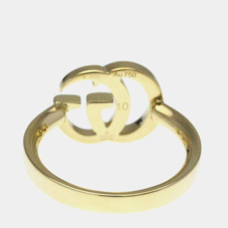 Pre Owned Gucci Double G 18K Yellow Gold Fashion Band Ring Gold