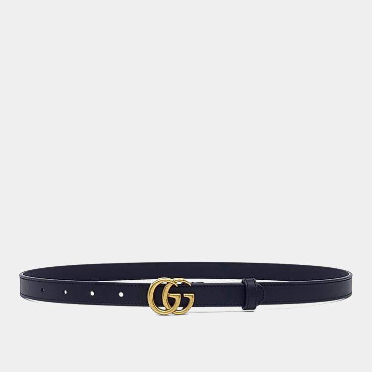 Pre Owned Gucci Black Leather Marmont Belt