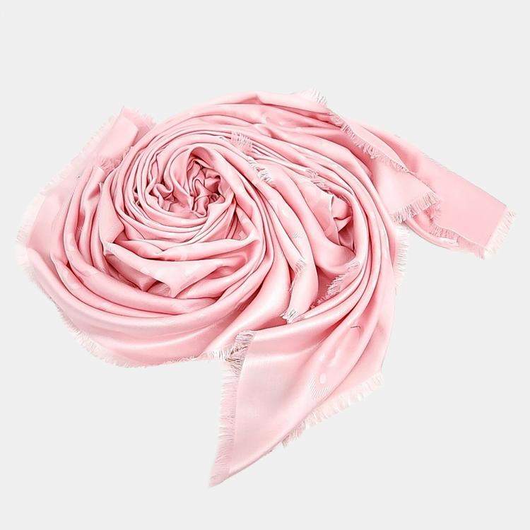 Pre Owned Gucci Pink Silk Muffler and Shawl