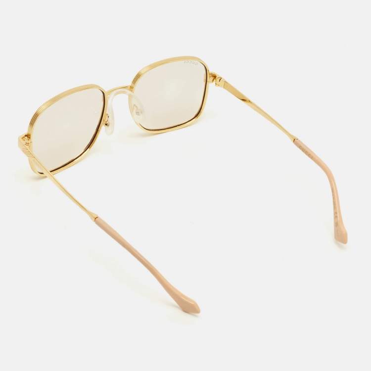 Pre Owned Gucci Gold Tone GG0788S Square Sunglasses