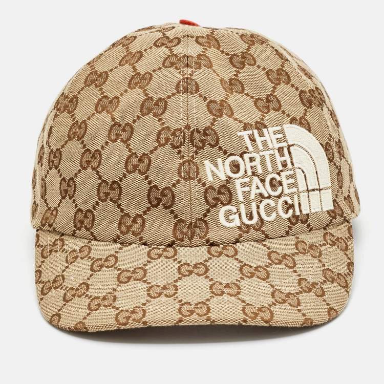 Pre Owned Gucci X The North Face Beige GG Canvas Baseball Cap M