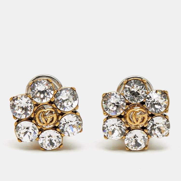 مملوكة مسبقًا Gucci  GG Crystals Two Tone Metal Earrings