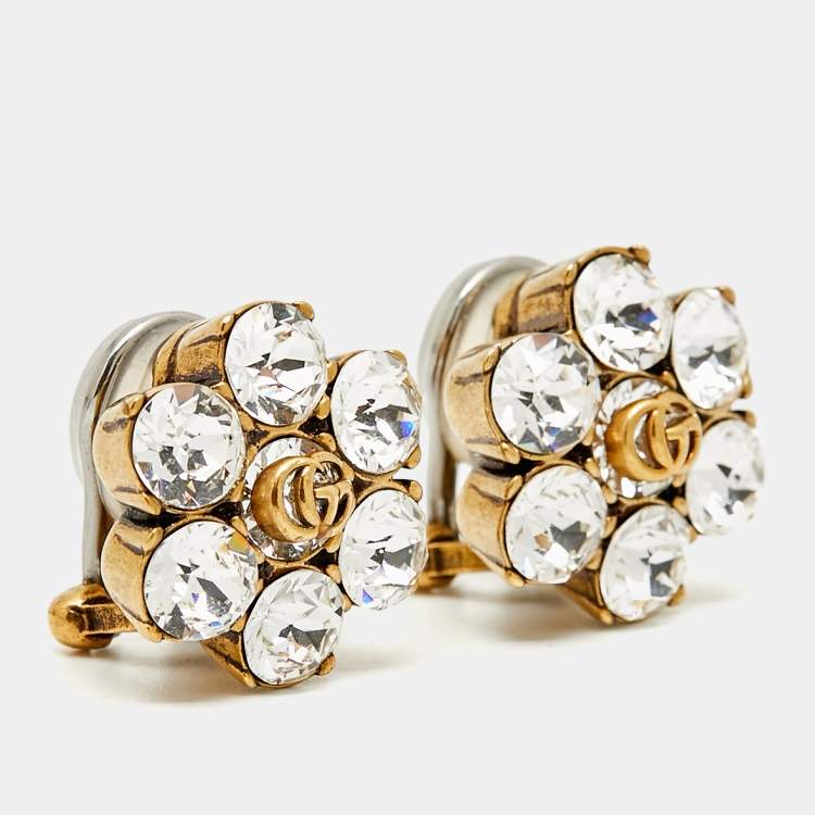 مملوكة مسبقًا Gucci  GG Crystals Two Tone Metal Earrings