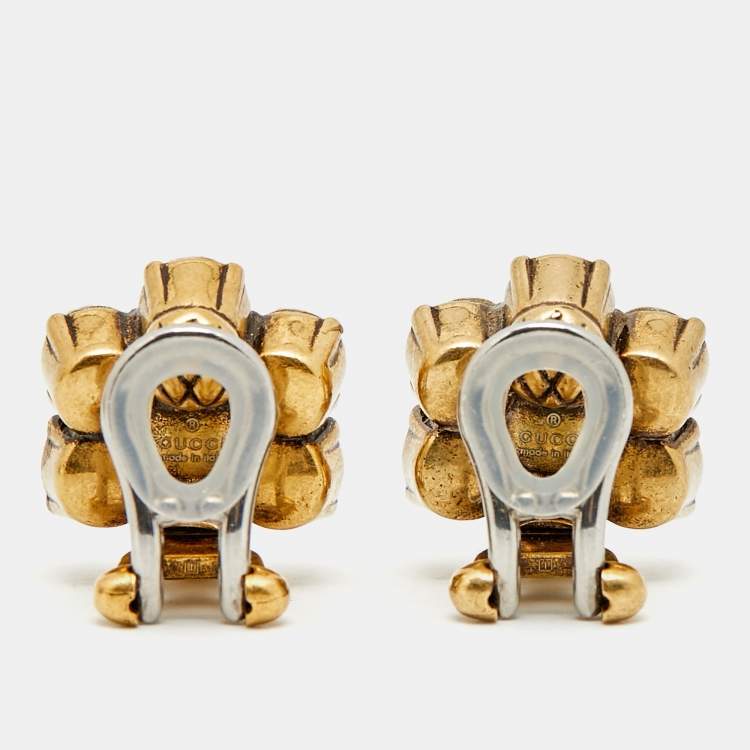 مملوكة مسبقًا Gucci  GG Crystals Two Tone Metal Earrings
