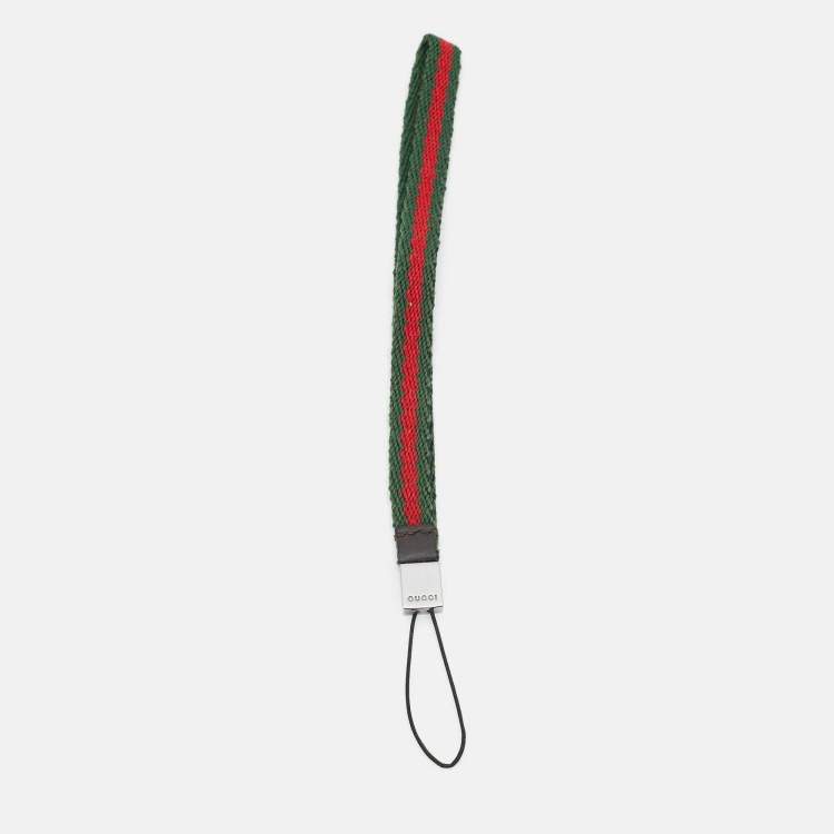 Pre Owned Gucci Phone Strap Green/Red Web Canvas