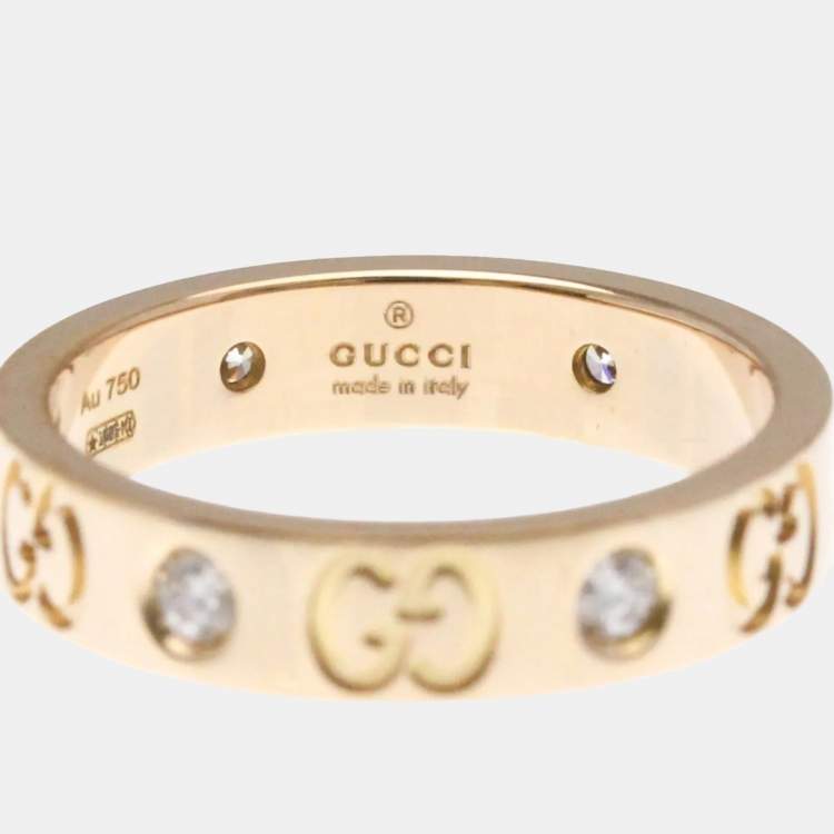 Pre Owned Gucci Icon Diamond 18K Pink Gold Fashion Band Ring