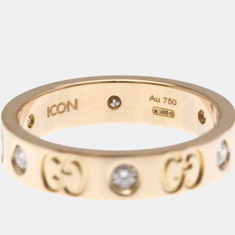 Pre Owned Gucci Icon Diamond 18K Pink Gold Fashion Band Ring