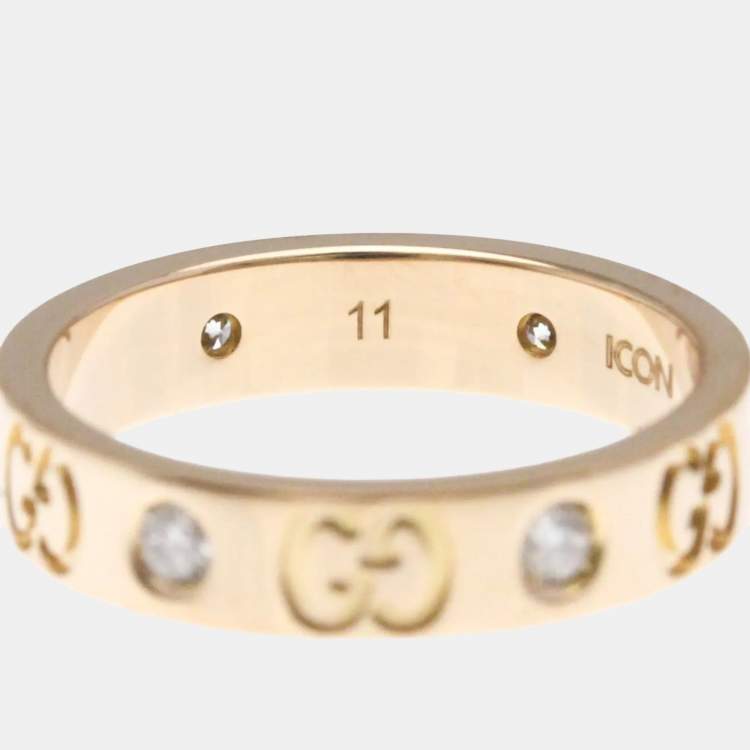 Pre Owned Gucci Icon Diamond 18K Pink Gold Fashion Band Ring